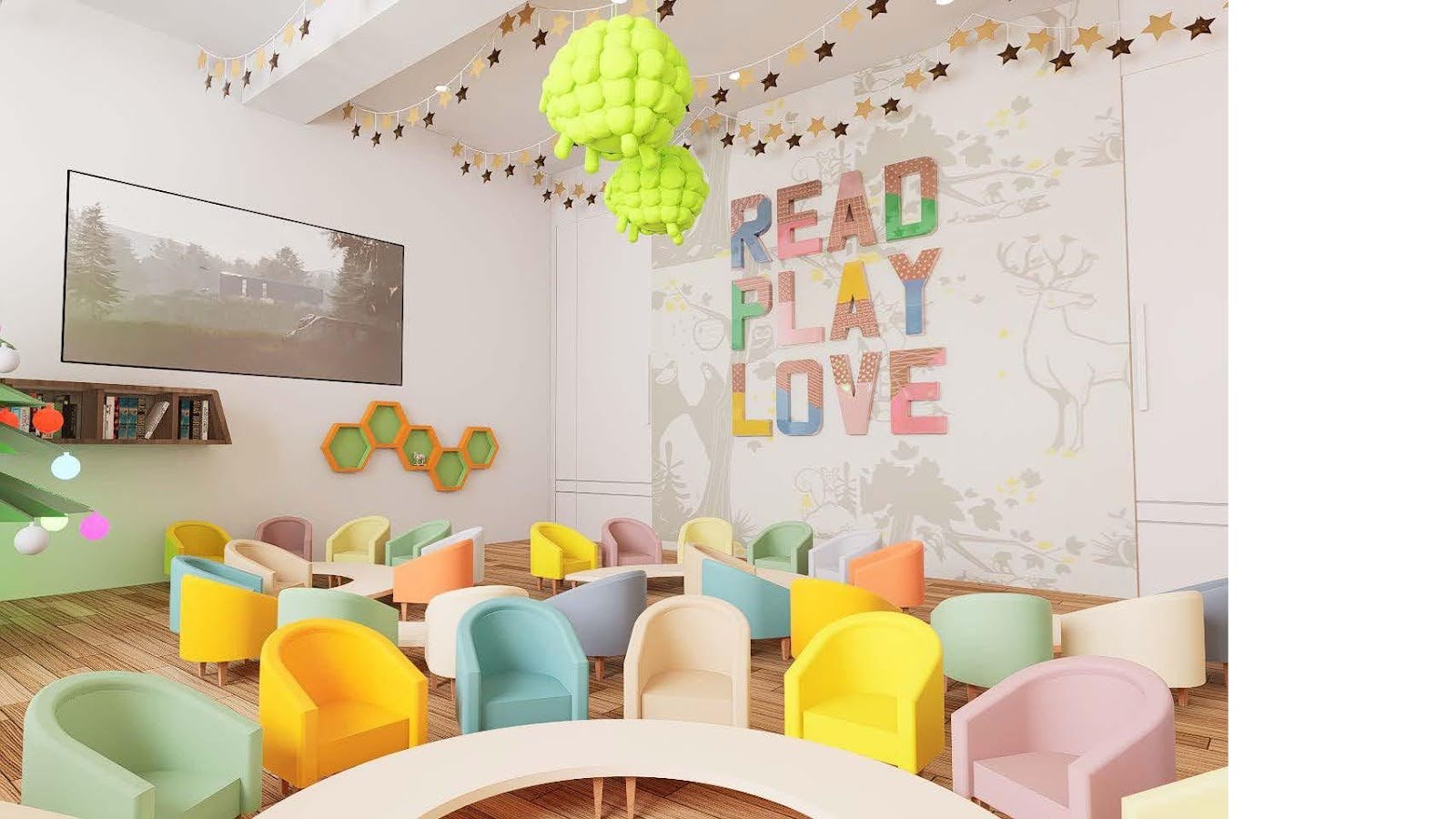 Classroom 'Read Play Love' wall
